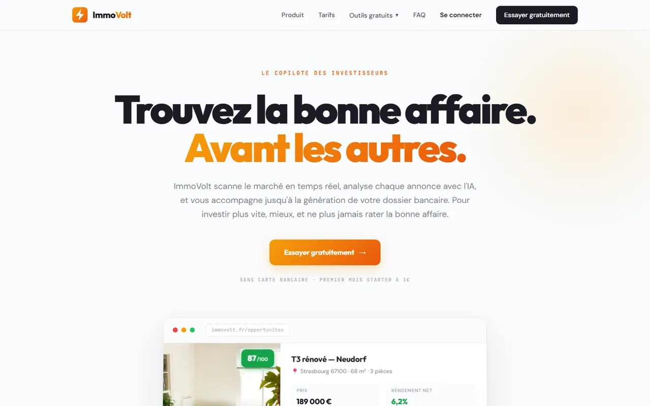 Page d'accueil d'ImmoVolt